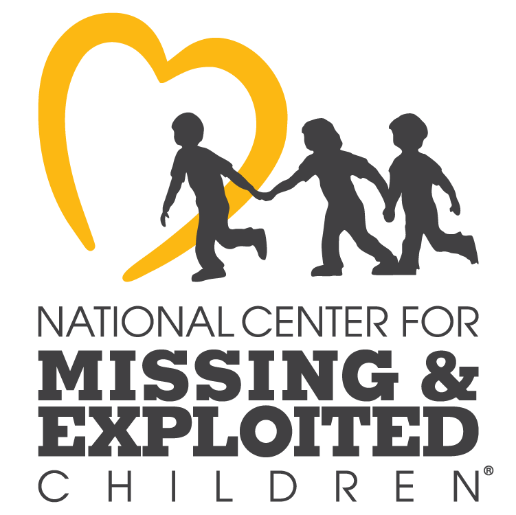 National Center for Missing & Exploited Children logo - with a graphic of children running to a heart.